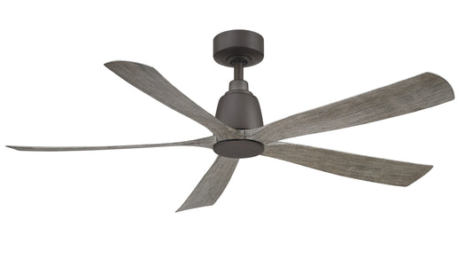 Fanimation Kute5 52-in Matte Greige with Weathered Wood Blades Indoor/Outdoor Smart Ceiling Fan Light Kit Compatible and Remote (5-Blade) FPD5534GR