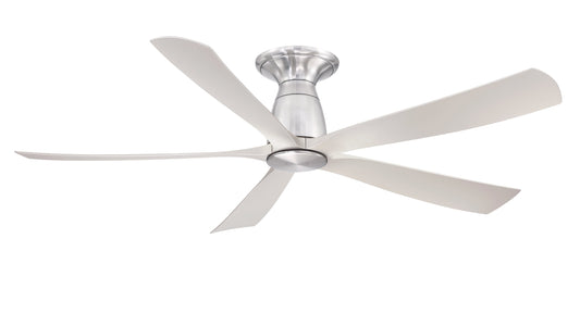 Fanimation Kute5 52-in Brushed Nickel Indoor/Outdoor Flush Mount Smart Ceiling Fan Light Kit Compatible and Remote (5-Blade) FPD5534BN-F