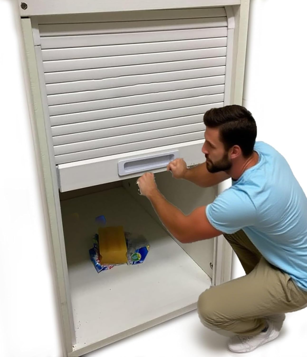 WLCGYD Pull Down Tambour Door Kit, ABS Plastic Roll Up Cabinet Door with Handle, 24 26 28 30 32 34 36 42 Inch Retractable Cupboard Door - Space-Saving(WXH-34X24(B6.4X61CM))