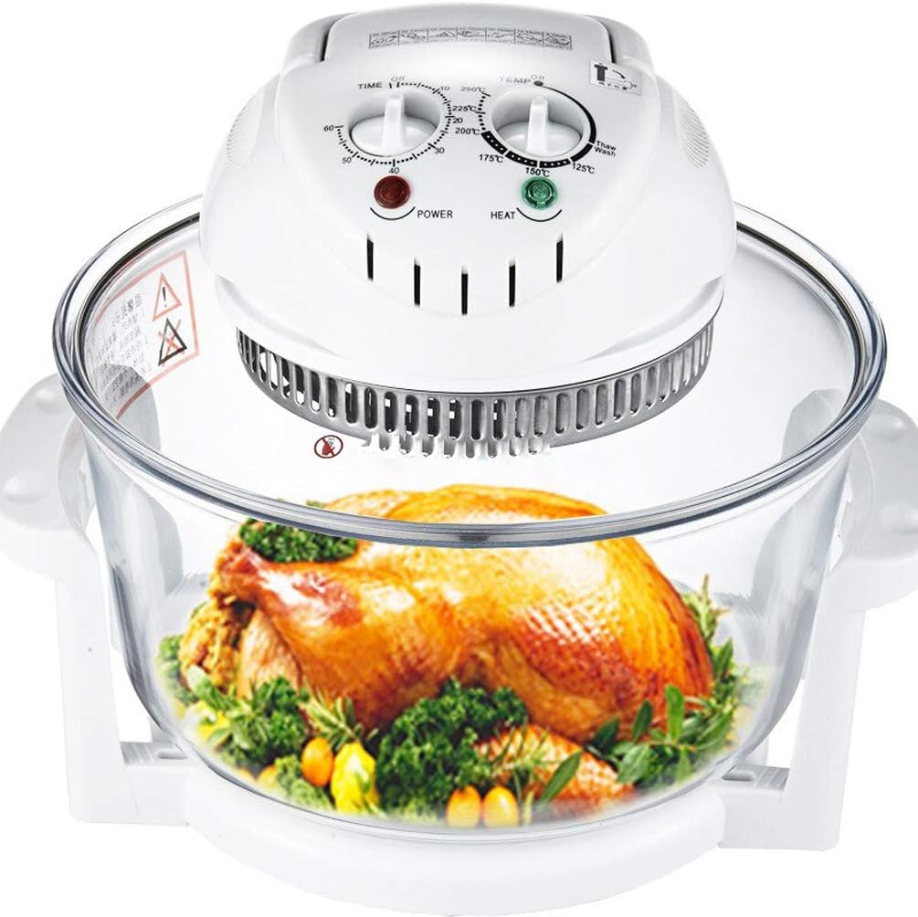 Halogen Air Fryer, 12L Oil Free Hot Air Health Fryer with Baking Tray Accessories Included (1300W) White