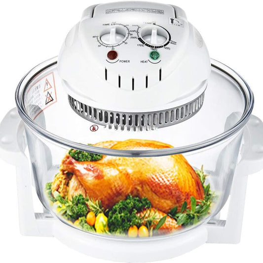 Halogen Air Fryer, 12L Oil Free Hot Air Health Fryer with Baking Tray Accessories Included (1300W) White