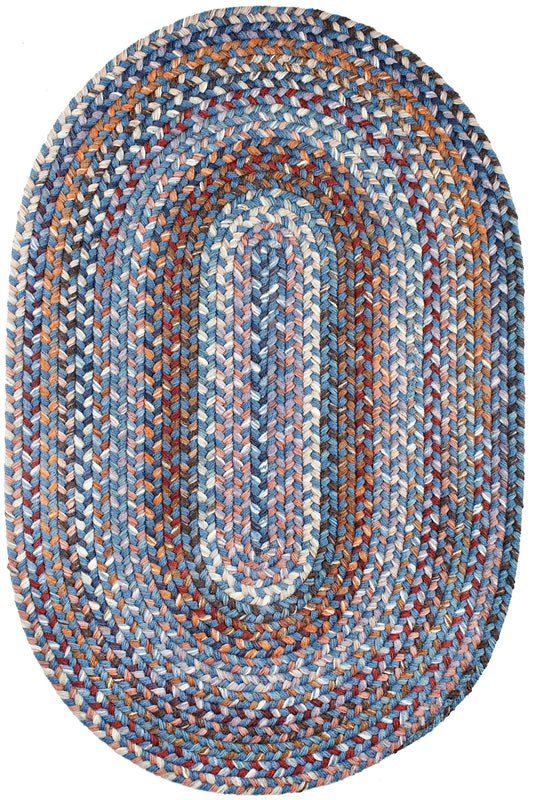Rhody Rug 7 x 9 (ft) Braided Wool Blue Dragon Oval Indoor Geometric Area rug
