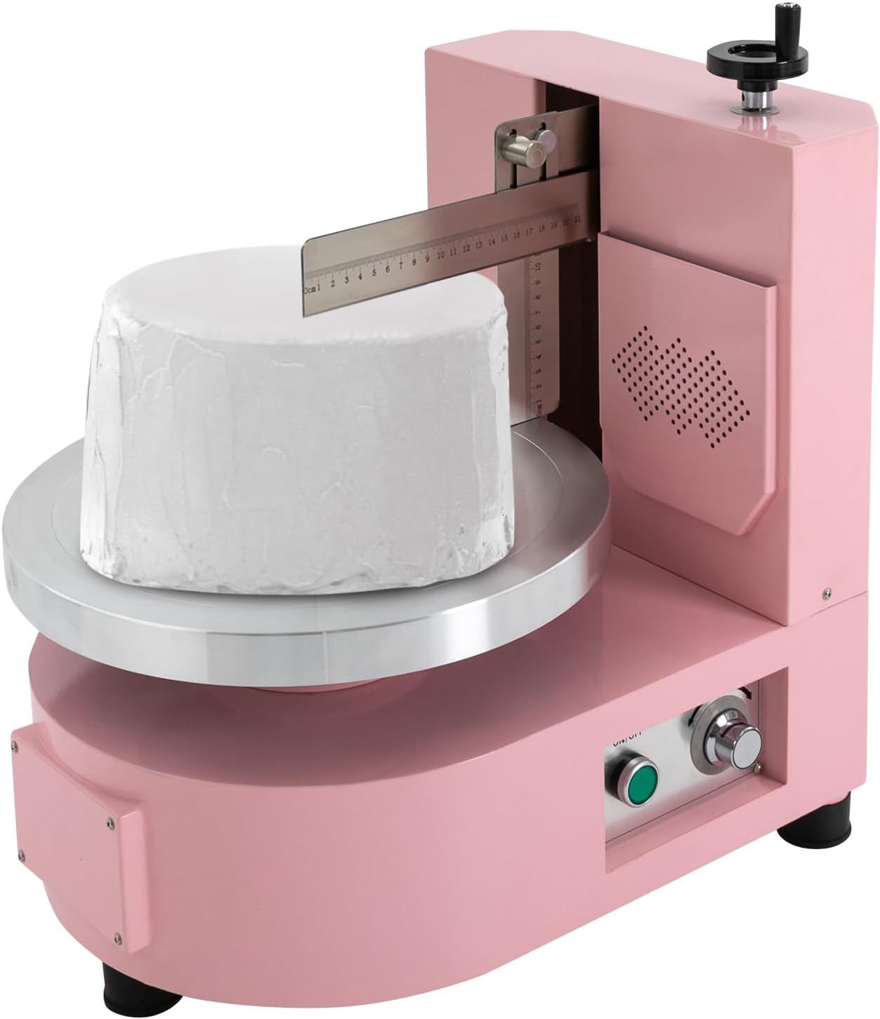 Automatic Cake Decorating Machine, 110-220V Birthday Cake Cream Smooth Coating Machine with Adjustable Rotating Speed for 4-12 inch Cakes (Pink, 200, Watts)