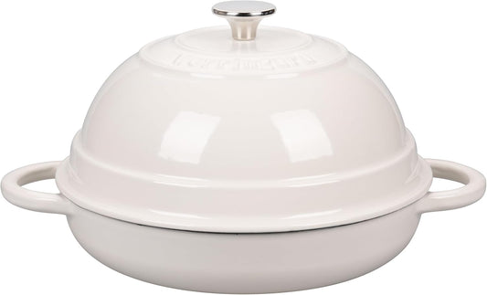 VORRINGARD Cast Iron Enameled Dutch Oven Pot with Lid for Bread Baking, Bread Oven, 6 Quart, White