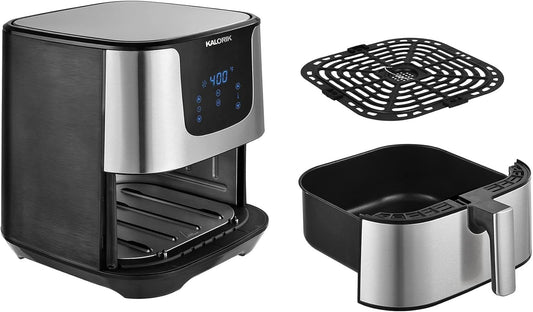 Kalorik Digital Air Fryer Pro 6 Quart Oilless Air Fryer XL, 5 Cooking Functions, 8 Smart Presets, Easy Touchscreen Controls, Nonstick Dishwasher Safe Basket and Trivet
