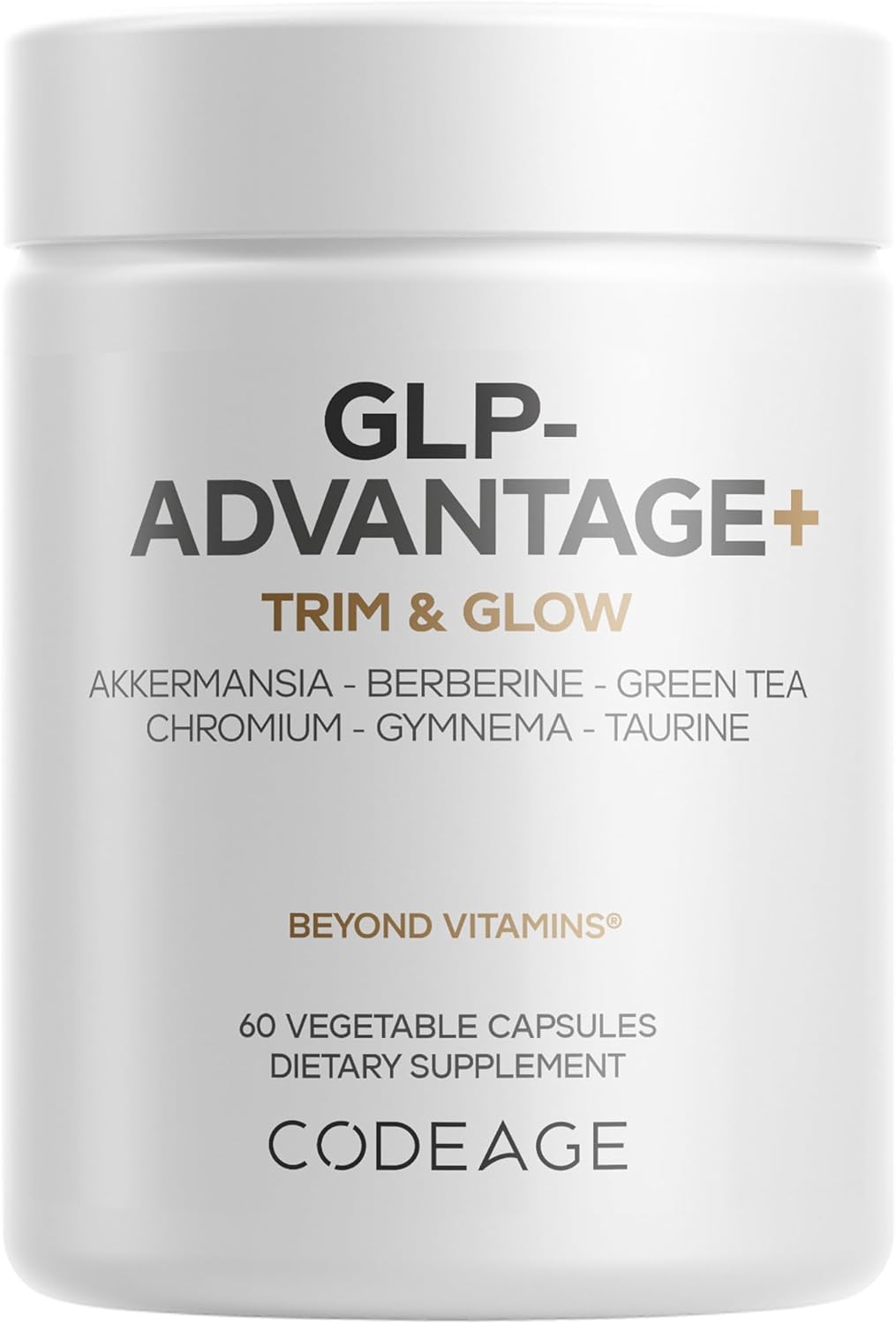 Codeage GLP-Advantage+ Supplement - Metabolic & GLP-1 Activity Support - Chromium, Berberine, Green Tea, Gymnema, Curcumin, Taurine, Resveratrol - Weight Management & Gut Health, Non-GMO - 60 Capsules