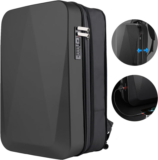 JUMO CYLY Anti-Theft Hard Shell Laptop Backpack, Expandable Waterproof Computer Backpack with USB Charging Port TSA Lock Gaming Bag Business for 17 Inch