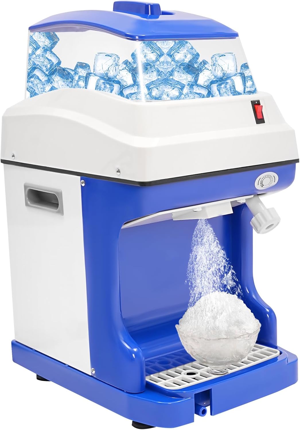 250W Commercial Ice Shaver Machine, 265lbs/h Electric Shaved Ice Machine Automatic Snow Cone Maker with Ice Box, 1400RPM Commercial Ice Crusher Tabletop Shaved Ice Machine for Parties Events