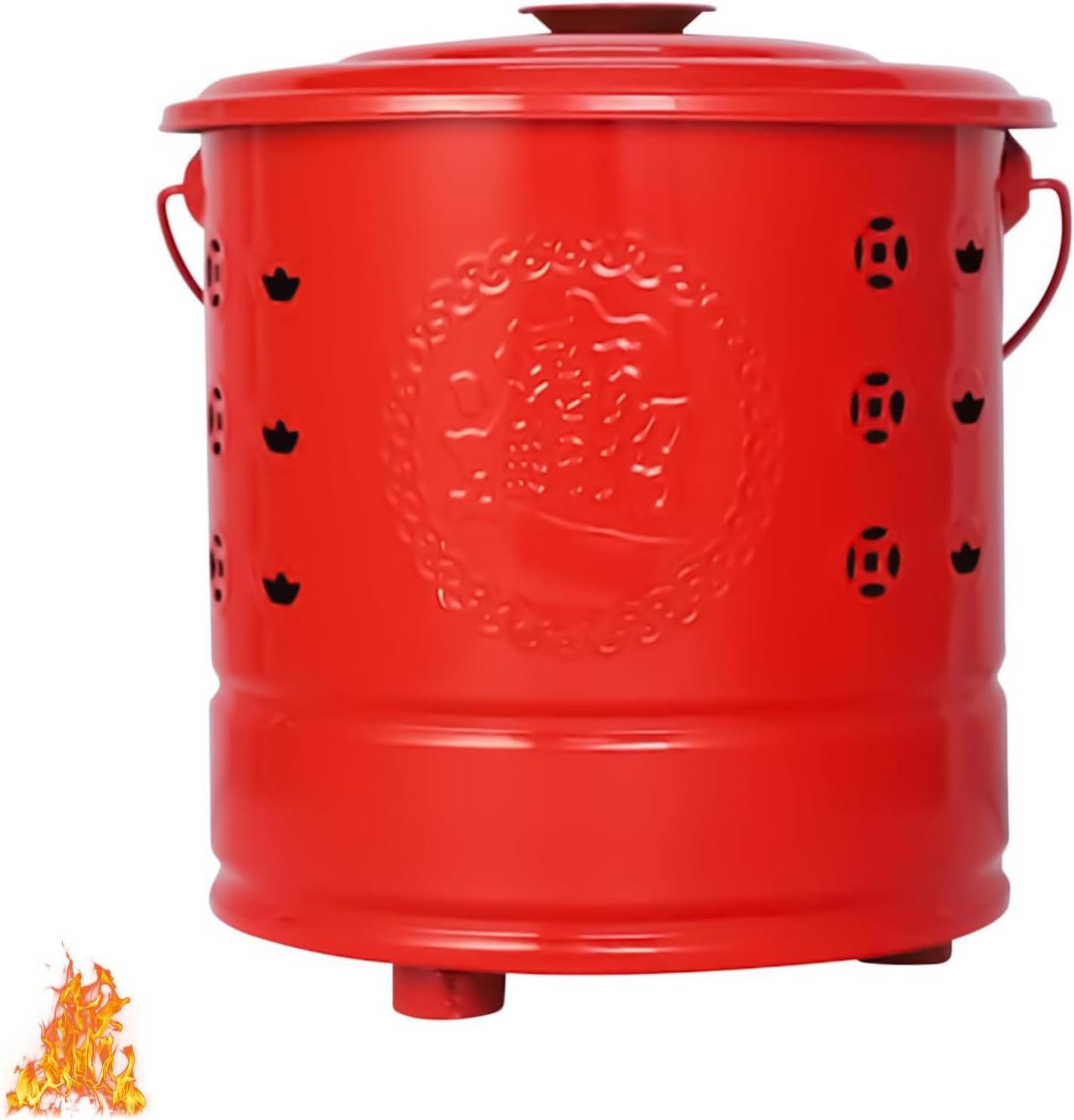 Burn Barrels for Outside,Extra Thick Burn Barrel,Portable Stainless Steel Paper Burner Barrel Incinerator with Fire Hook and Liner Rack, Burning for Trash Wood Waste Paper Leaf Camping (#C,M)