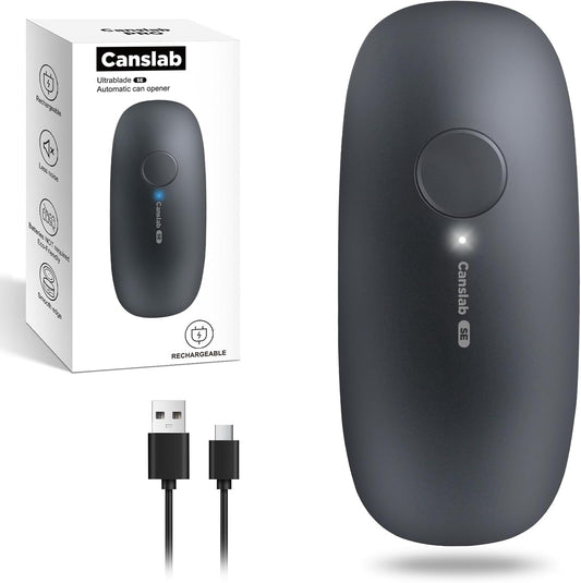 canslab Ultrablde SE - USB Rechargeable Electric Can Opener for Kitchen for Seniors with Arthritis- Cordless Battery Powered Automatic, Side Cut, Smooth Edge, Handsfree, for Small or Large Cans, Grey