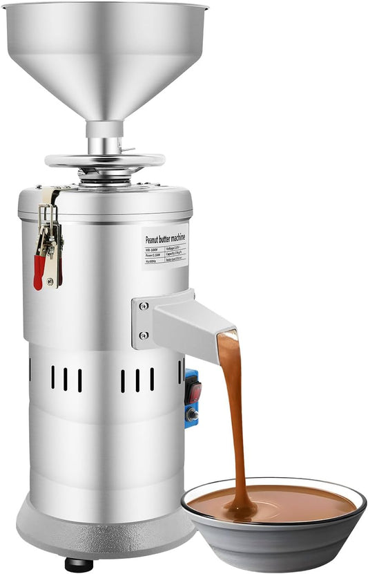 Peanut Butter Machine, 1100W Nut Butter Machine Peanut Butter Grinder Home/Commercial Sesame Sauce Grinder 2850R/Min to Grind Rice, Peanuts, Almonds with Control Handle 15 Kg/H, 33 Lbs/H