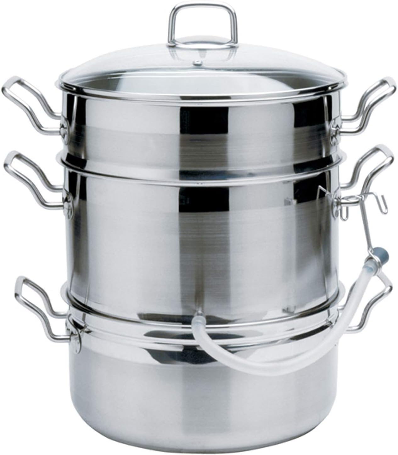 Norpro Stainless Steel Steamer/Juicer, 11qts/10.4L, 4qts/3.8L, 8.5qts/8L, As Shown
