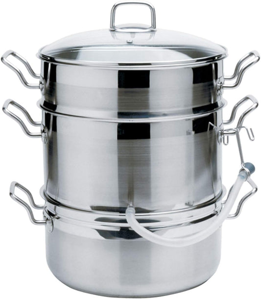 Norpro Stainless Steel Steamer/Juicer, 11qts/10.4L, 4qts/3.8L, 8.5qts/8L, As Shown