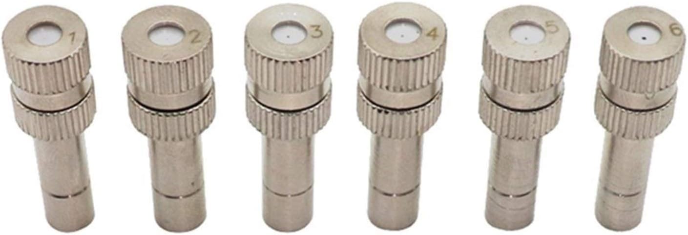 Pfeilzieher 50pcs Brass misting nozzles for Outdoor Cooling System dust Control Mister Nozzle atomizing misting Sprayer Fog nozzles for Garden humidification Landscaping 6mm Size 0 2mm