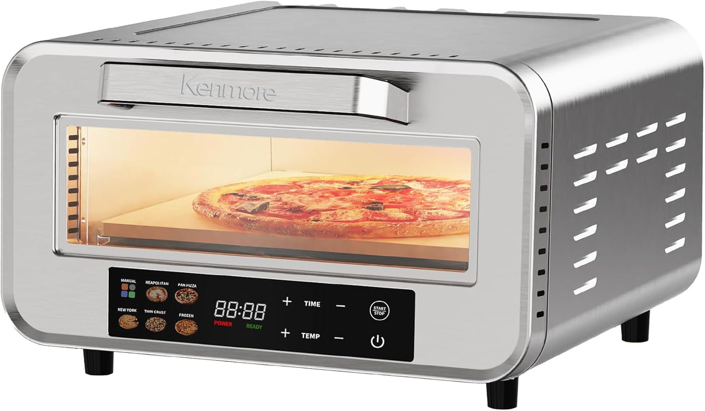 Kenmore indoor pizza oven - personal countertop electric ovens for home kitchen & restaurant, cook solo large 12” nonstick Pizzas horno de