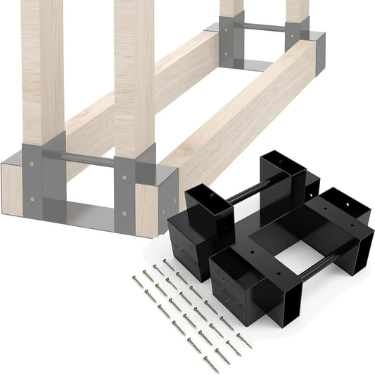 GMWXJKKL Firewood Rack Brackets 2 Pack \u2013 Adjustable DIY Log Holders For Indoor & Outdoor Fireplace, Garage, Patio