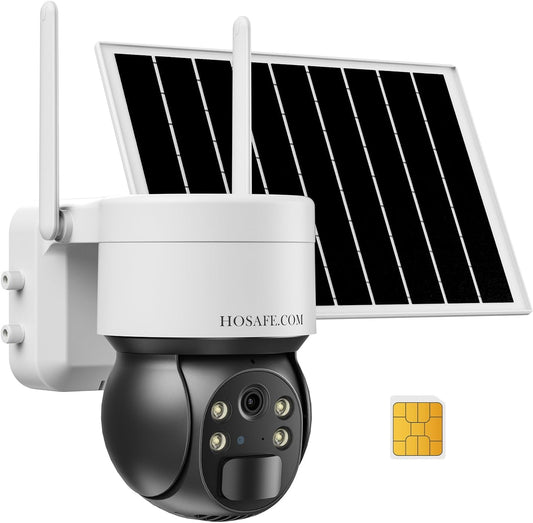 4G LTE Cellular Security Camera No Internet Needed, No WIFI Security Cameras Wireless Outdoor, Solar Camera With SIM Card, PIR Sensor, 360 PTZ, 2K HD Color Night Vision, 2-Way Talk, IP66 Waterproof