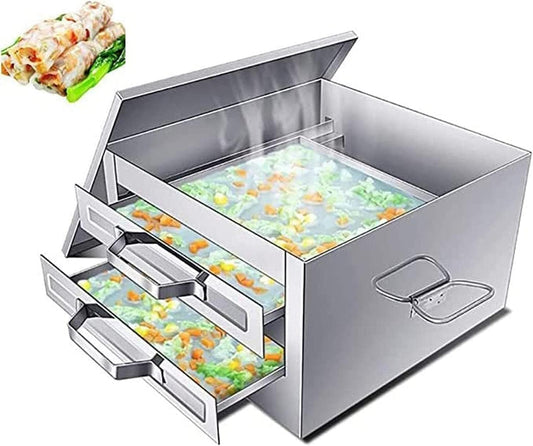 Multifunction Cooking Machine, Rice Noodle Roll Food Steamer with 3 Stainless Steel Trays, Cuisine for Bun Dumplings Rice Dim Sum