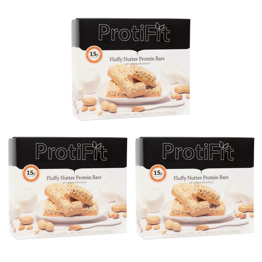 3 Box Value Pack (21 Servings) Proti Fit VLC - Fluffy Nutter Low-Carb 15g Protein Diet Bar - High Fiber Weight Loss Snack/Post Workout Protein Bar Bar - Gluten Free
