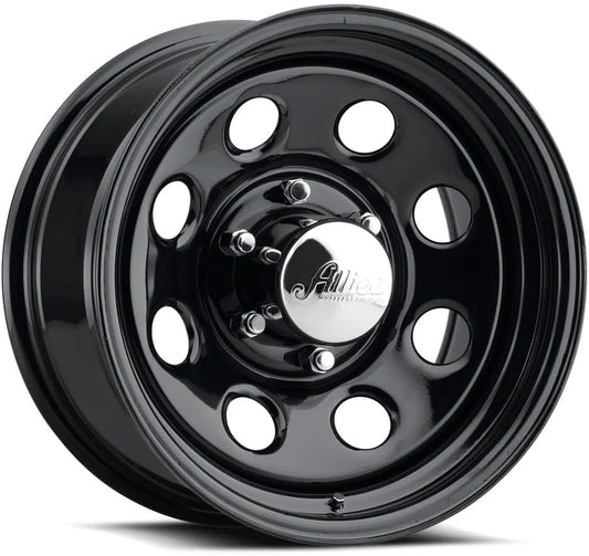 Allied Wheel 82B Black Soft 8 17X9 8X6.5, 4.5"BS, Durable Gloss Black Finish Steel Wheel for Cars and Light Trucks, Chrome Cap Included, Protective E-Coating