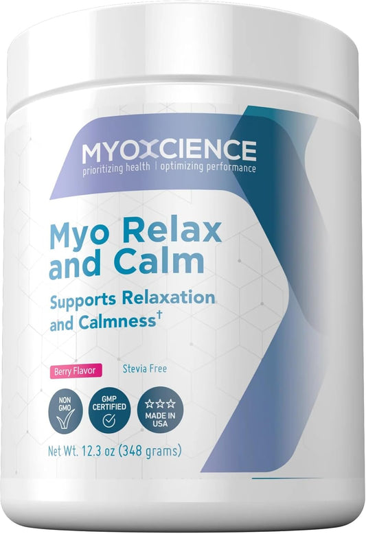 MYOXCIENCE Myo Relax & Calm | Myo-Inositol, L-Theanine, Taurine, Magnesium & GABA | Supports Sleep, Neurotransmitter & Hormone Support (Berry Flavor) (60 Servings)