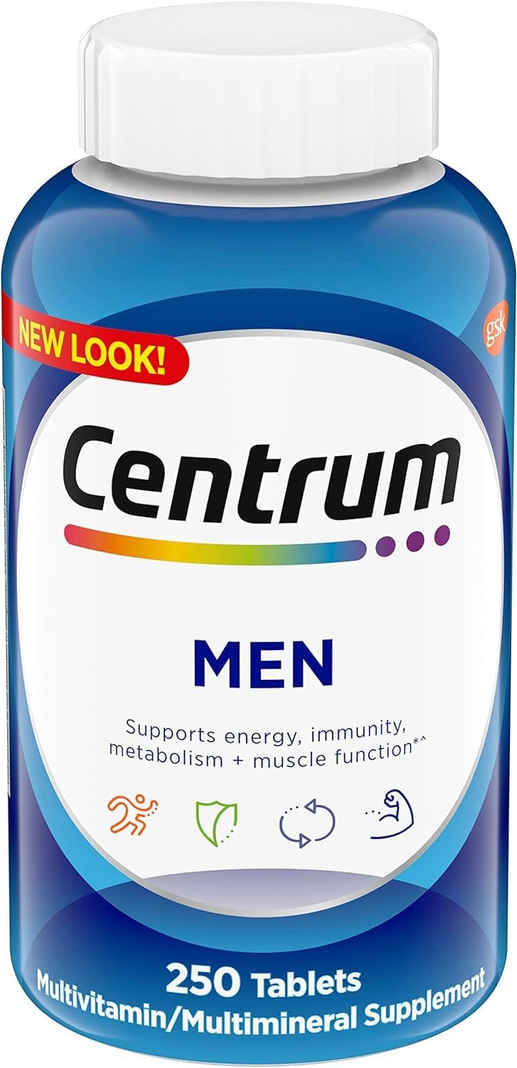 Centrum Multivitamin for Men, Multivitamin\/Multimineral Supplement with Vitamin D3, B Vitamins and Antioxidants, Gluten Free, Non-GMO Ingredients - 250 Count