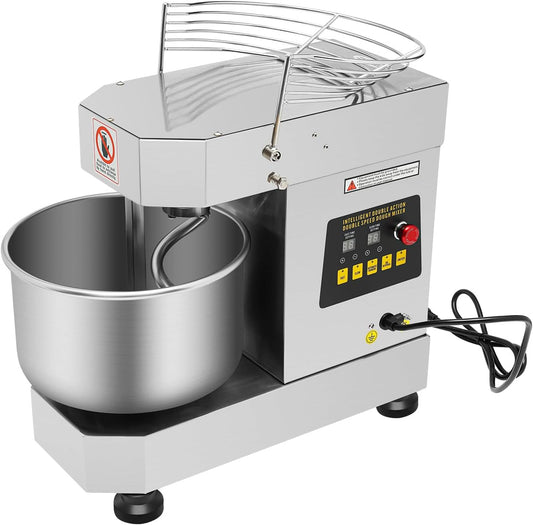 Dual Rotating Dough Kneading Machine, 10L/2.6 Gal Commercial Food Mixer Stainless Steel Electric Dough Mixer for Kneading Dough, Mixing Salads 21.7 x 11.8 x 18.9 Inch 750W