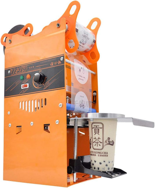 TOPCHANCES 300W Electric Plastic Cups Sealing Machine Boba Bubble Tea uice Drink Sealer Pressure Lid Sealing Maker Bubble Milk Tea Shop Closure Cup Sealing Machine 300-500 Cups/Hr -220V/50 Hz