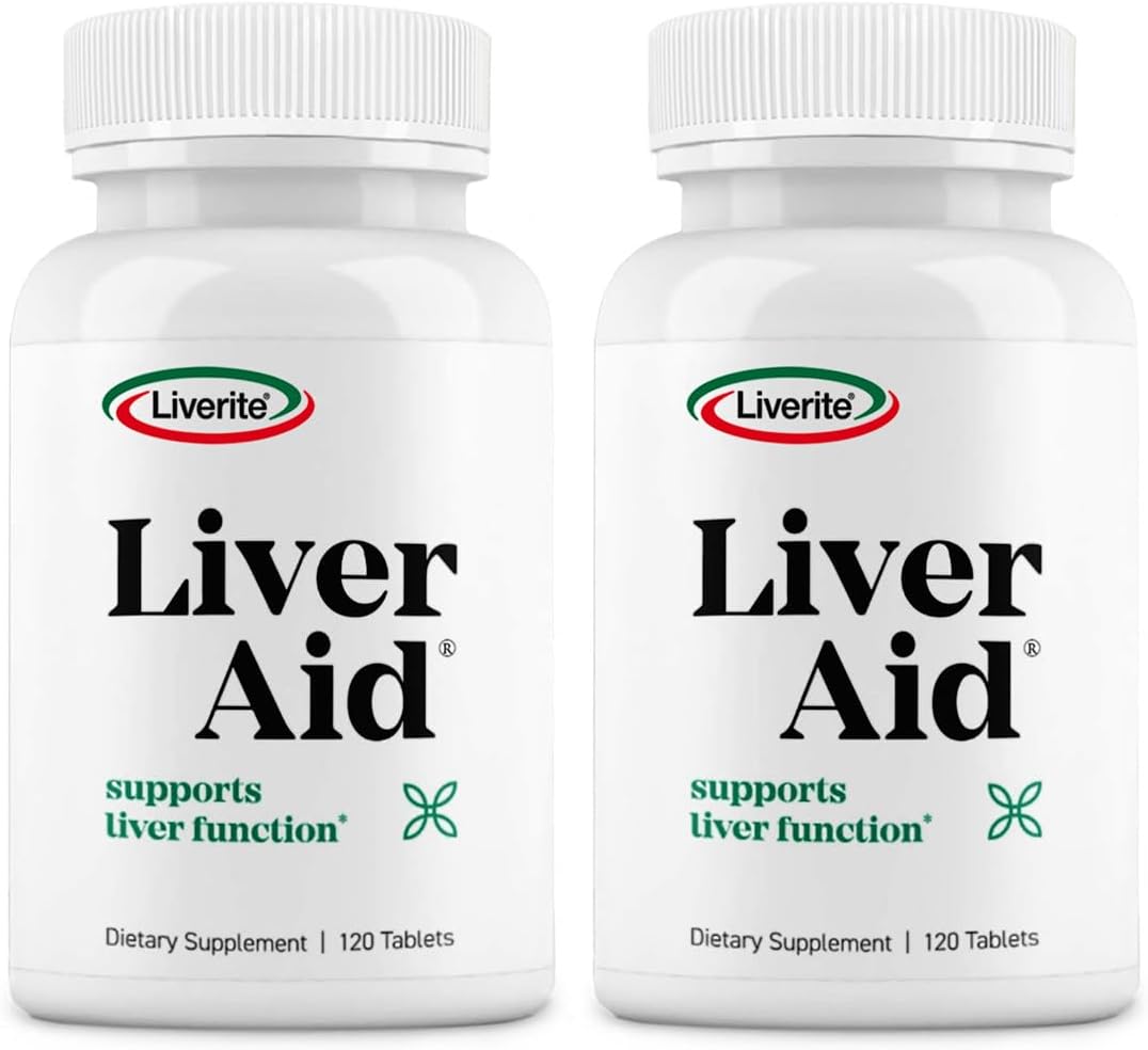 LIVERITE LIVER AID 2-Pack 120 Tablets (Total 240ct) Liver Support, Liver Cleanse, Liver Care, Liver Function, Energy.