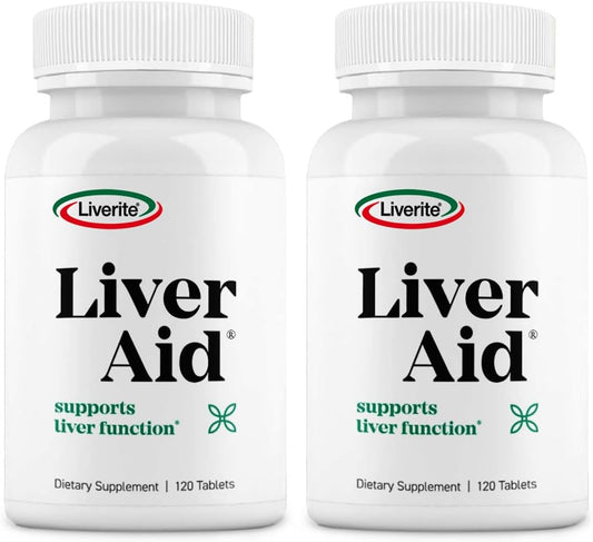 LIVERITE LIVER AID 2-Pack 120 Tablets (Total 240ct) Liver Support, Liver Cleanse, Liver Care, Liver Function, Energy.