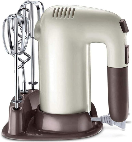 Creamy-White 200W Copper Motor Eggbeater, 5 Speed Adjustment and Temperature Control, Four-Rod Electric Mixer