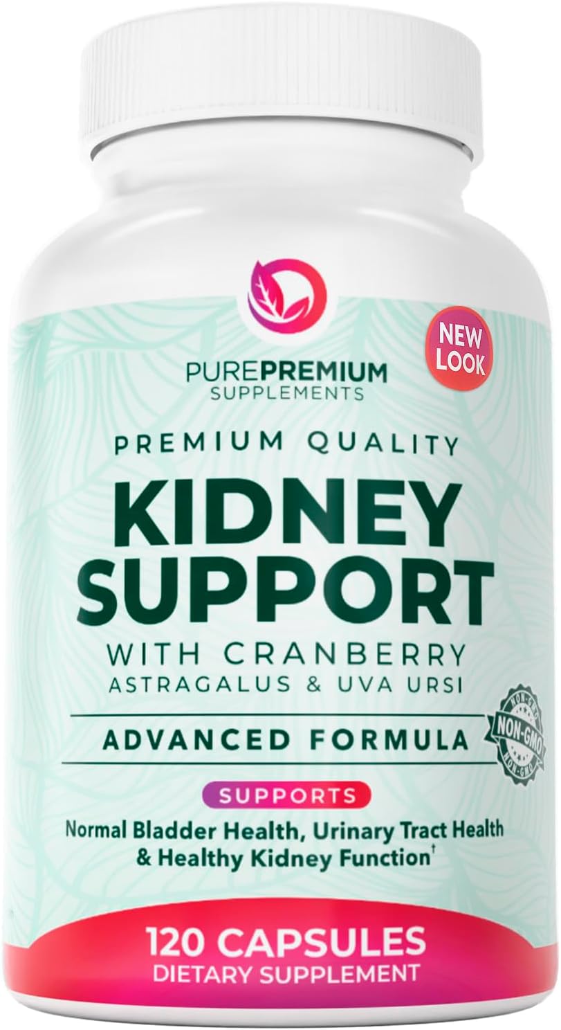 PurePremium Kidney Support Supplement \u2013 Kidney Cleanse Detox & Repair with Cranberry Extract & Astragalus - 21-in-1 Complex Supports Normal Bladder, Urinary Tract & Kidneys Health - 120 Day Supply