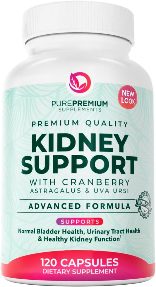 PurePremium Kidney Support Supplement \u2013 Kidney Cleanse Detox & Repair with Cranberry Extract & Astragalus - 21-in-1 Complex Supports Normal Bladder, Urinary Tract & Kidneys Health - 120 Day Supply