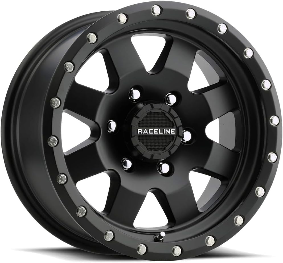 Raceline Wheels Aluminum Trailer Wheels 935B DEFENDER TR Satin Black Finish, 15X6" 6X139.7 Bolt Pattern 0mm Offset\/(3.5"B\/S), 8 Spoke Design, Utility, Boat Trailer Automotive Wheels