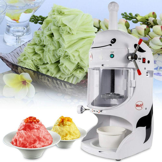 Ice Shaver Electric-Sharp Blades Snow Cone Maker Stainless Steel Shaved Ice Machine 198lbs/hr Home and Commercial Ice Crushers