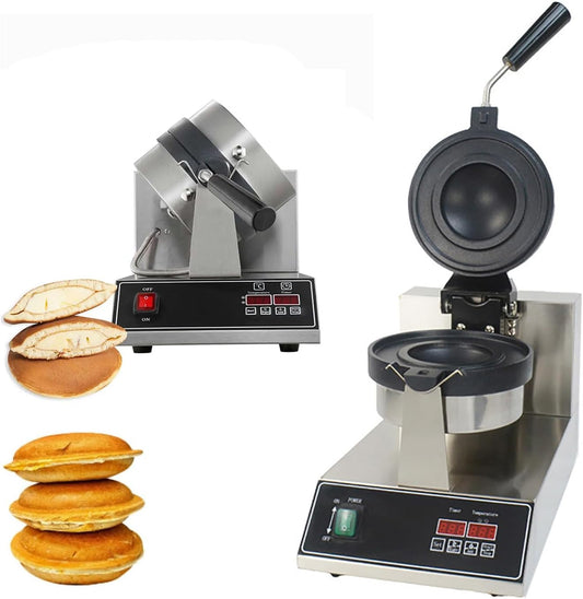 1200W Home/Commercial Sandwich Ice Cream Burger Maker Machine, Precise Temperature Control/Timing, Non-Stick Coating, Stainless Steel Waffle Press Double-Sided Heating