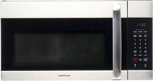Farberware 1.7 Cu. Ft. Over-the-Range Microwave Oven \u2013 1000 Watts Power, Auto Cook Settings, Defrost, Easy Clean and Child Safety Lock - Stainless