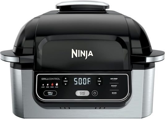 Ninja Foodi Indoor Grill & Air Fryer: Smokeless 4-in-1 Appliance for Grilling, Roasting, Baking, Air Frying- Easy Cleanup, Healthy Cooking, Multifunctional Kitchen Appliance,Dishwasher Safe