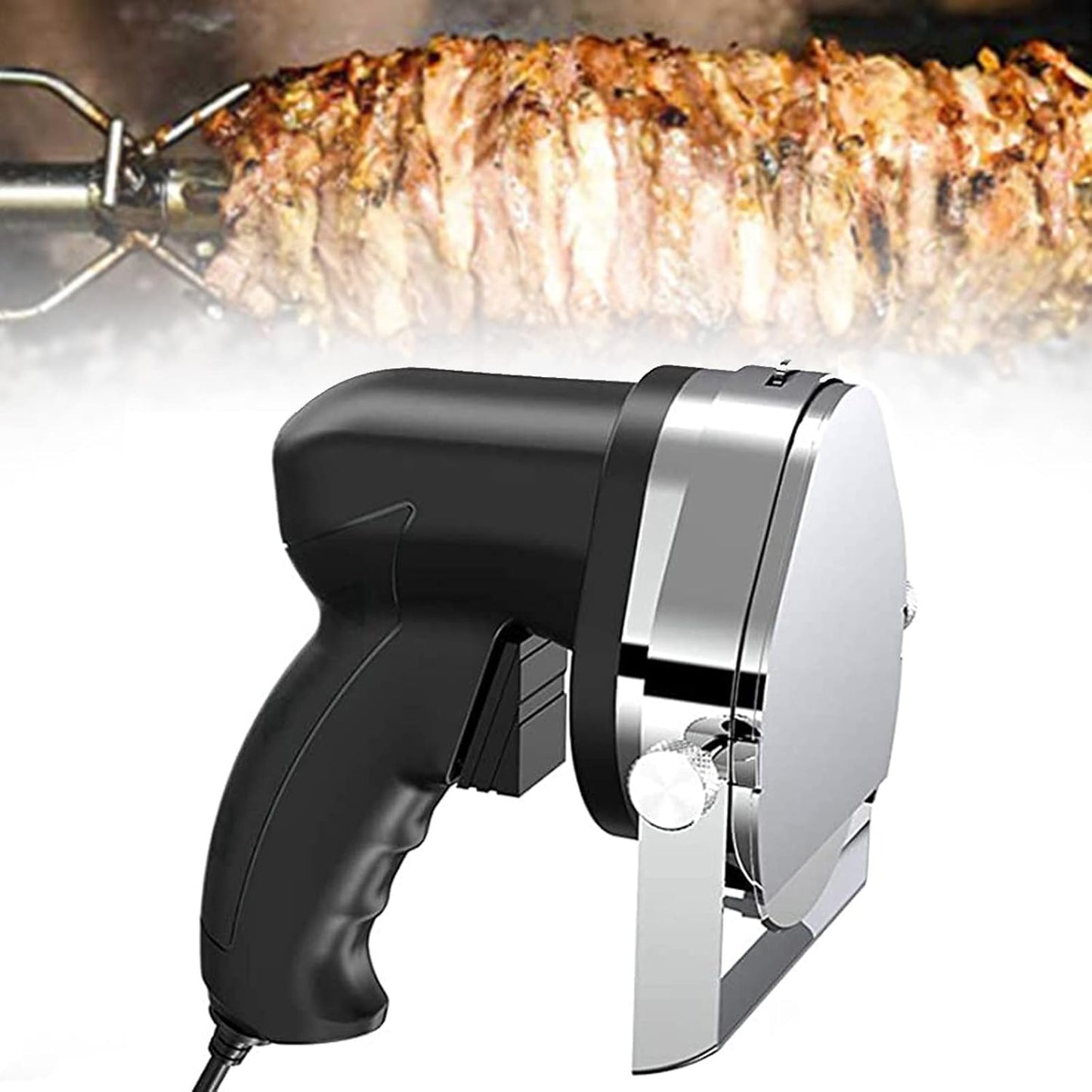 Kitchen Electric Kebab,Portable Stainless Steel Electric Hand Held Barbecue Slicer With2 Blades for Cutting Shawarma Doner Kebab,B