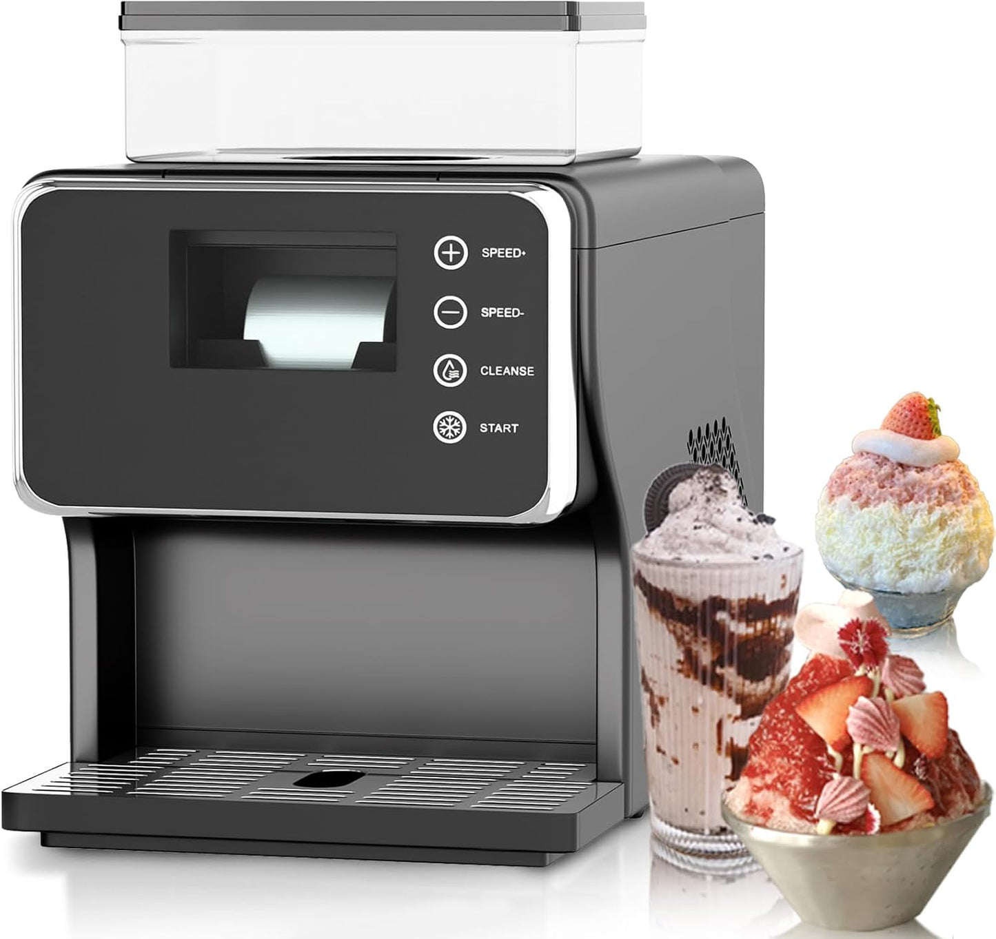 Countertop Shaved Ice Machine Portable Shaved Ice and Ice Cream Machine Adjustable Snowflake Ice Making Speed Snowflake Ice Machine for Home, Office, Restaurant, Bar, Party Adjustable Speed