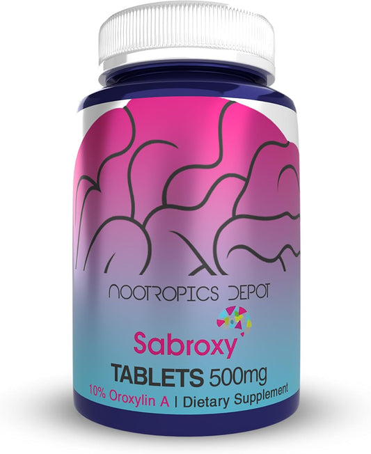 Nootropics Depot Sabroxy® Tablets | 500mg | 30 Count | Minimum 10% Oroxylin-A | Oroxylum indicum | May Help Promote Focus & Motivation | May Help Promote Cognitive Function