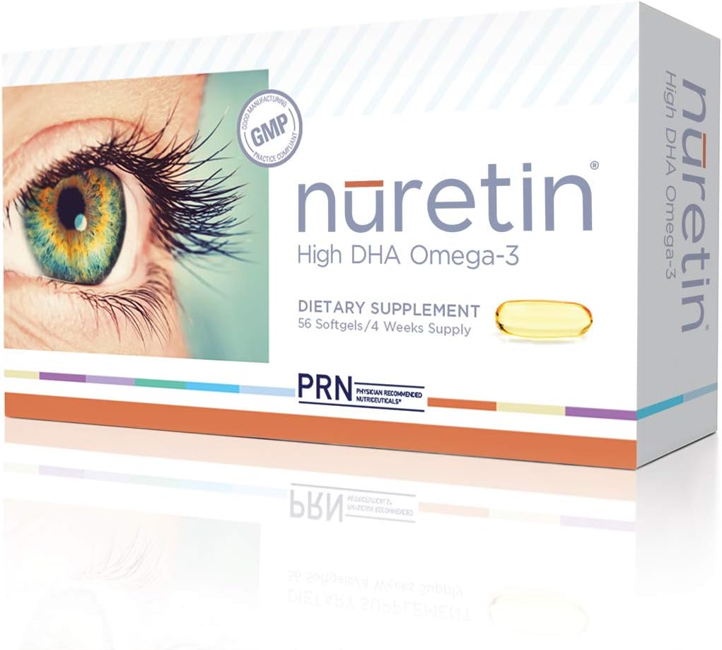 PRN Nuretin - High DHA Omega-3 Fish Oil Supplement (1000mg DHA & 200mg EPA) - Support Healthy Retinal Function - Re-esterified Triglyceride Form –Eye Health Supplements for Adults – 1 Month Supply