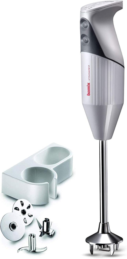 Bamix G200 Gastro Pro-2 Professional Immersion Hand Blender – White – 4 Stainless Steel Blades – Aerating, Blending, Chopping, and Slicing Blades – Includes Wall Bracket