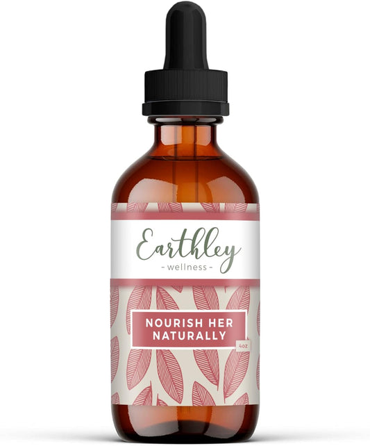Earthley Wellness Nourish Her Naturally, Liquid Botanical Multivitamin for Women with Raspberry Leaf, Dandelion Leaf, Alfalfa, and Nettles, Supports Energy, Gut Health, and Wellness (4oz, Nourish Her)