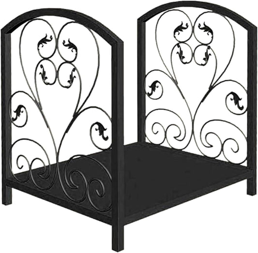 Iron Firewood Storage Rack, Heavy Duty Wood Holder For Indoor & Outdoor Fireplace, Stove, Bonfire, Patio