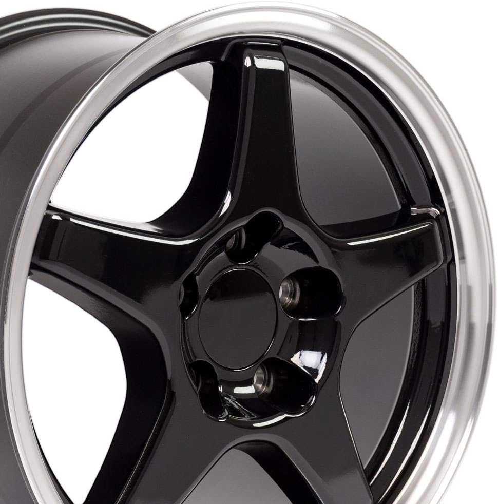 OE Wheels CV01 17 Inch Rim Fits Corvette C4 ZR1 Style 5x120.65 17x9.5 Gloss Black Machined Lip - Hollander 5035 (1)