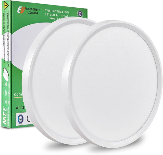 2PK 15.8 Inch LED Flush Mount Ceiling Light, 32W, 3480LM, 3000K\/4000K\/6000K CCT Selectable, Round Flat Panel Light Low Profile Ceiling Fitures for Hallway, Kitchen, Bedroom, Laundry Room