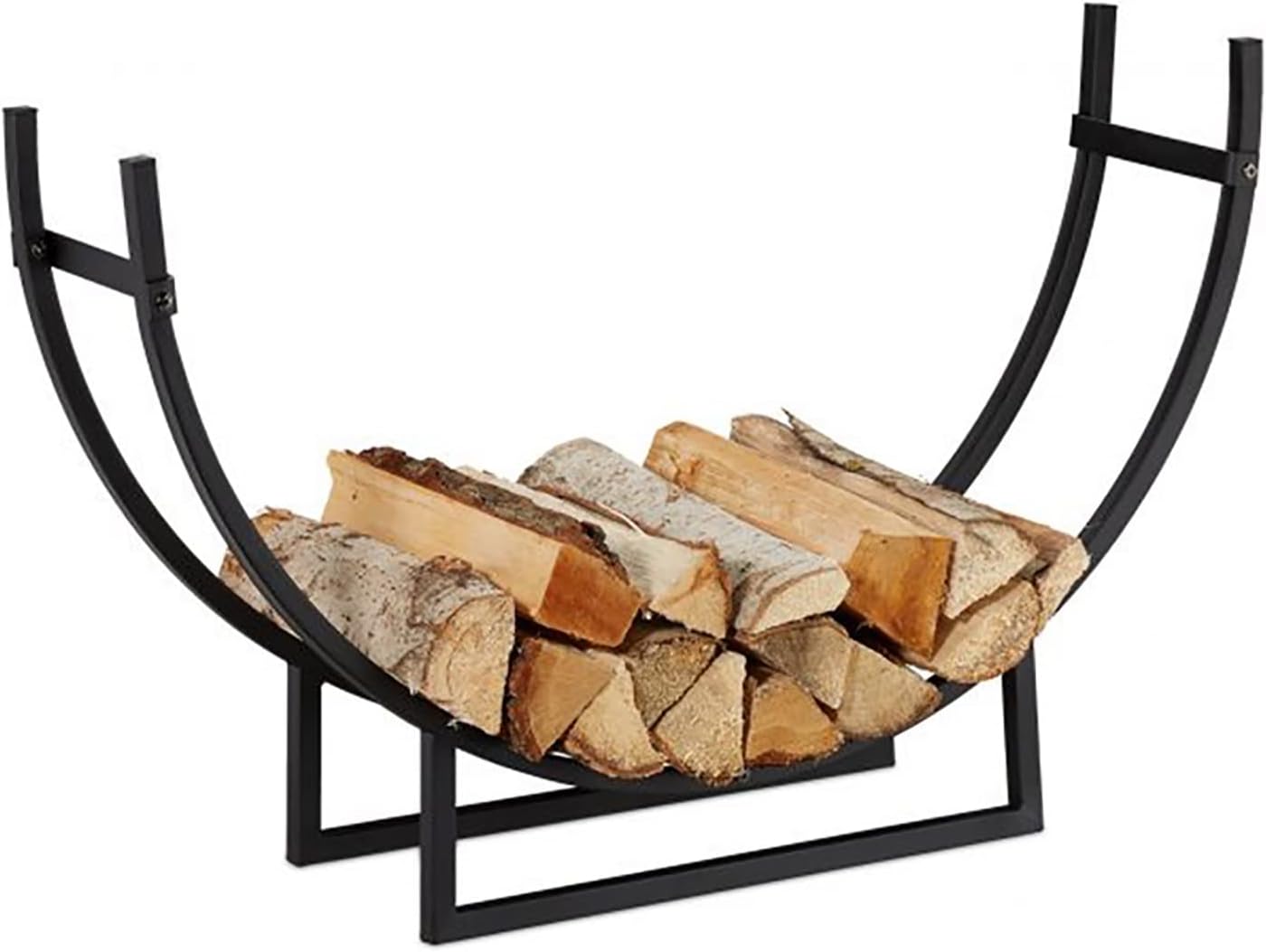 Firewood Rack Firewood Racks Semicircle Log Holder for Fireplace, Floor-Standing Wood Stacker for Living Room, 36.2X8.3X21.6Inch Curved Metal Firewood Rack, EAS(