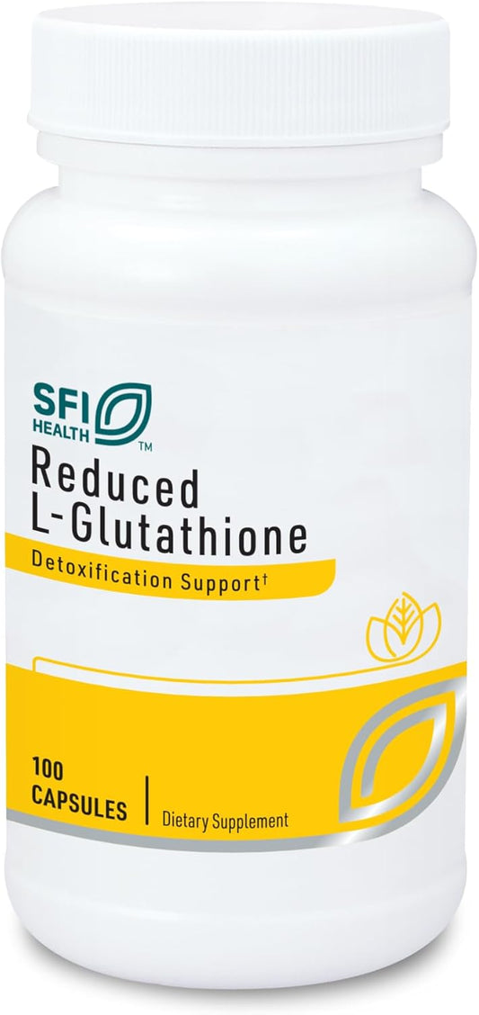 Klaire Labs SFI Health Reduced L-Glutathione 150mg - Antioxidant Supplement with Magnesium for Liver, Detox & Immune Support - Active, Reduced Form - Hypoallergenic (100 Capsules)