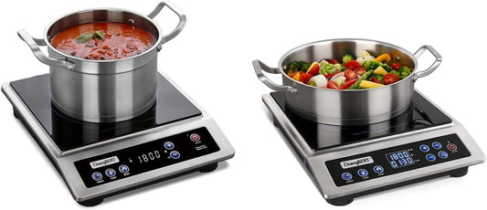 ChangBERT Portable Induction Cooktop, NSF Certified Pro Induction Hot Plate, Powerful 1800W with Large 8" Heating Coil, 18/10 Commercial Grade Stainless Steel